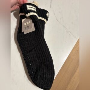 Hunter Black and Cream Casual Slipper Socks